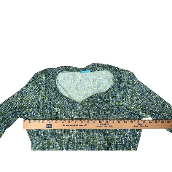 J. McLaughlin Durham Ruffle Top Catalina Cloth Green Stretchy 3/4 Sleeve Large - Picture 9 of 11